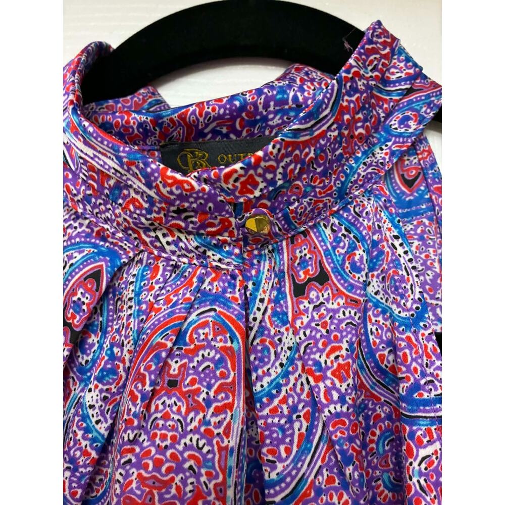 Outback Red XS‎ Paisley Halter Top Sleeveless Blouse Purple Pink - Picture 6 of 6